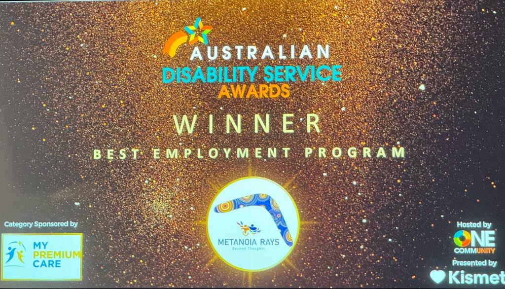 Slide displaying Australian Disability Service Award Winner Best Employment Program